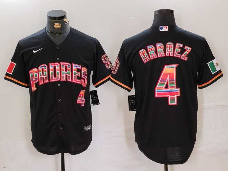 Men%27s San Diego Padres #4 Luis Arraez Black Mexico Cool Base Stitched Baseball Jersey Dzhi
